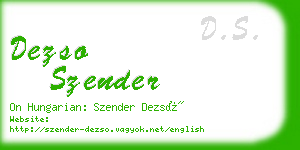 dezso szender business card